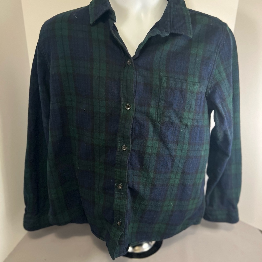 L.L. Bean Women's Relaxed Fit Flannel petite large Shirt Plaid Long Sleeve